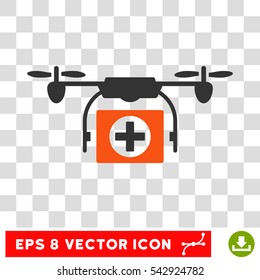Vector Ambulance Drone EPS vector pictograph. Illustration style is flat iconic bicolor orange and gray symbol on a transparent background.