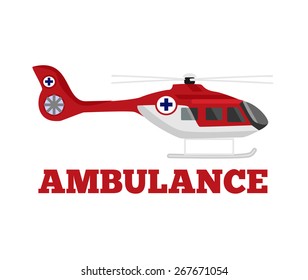 Vector ambulance helicopter flat illustration