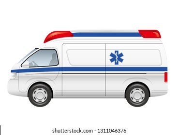 Vector ambulance illustration isolated on a white background. 