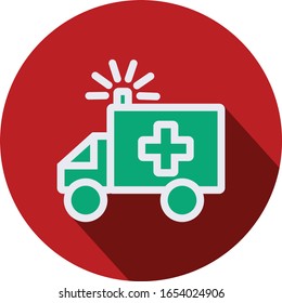 Vector ambulance line icon, logo template illustration. Colored pictogram, healthcare medicine isolated symbol. Simple mono linear modern design.