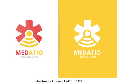 Vector ambulance and wifi logo combination. Medic and signal symbol or icon. Unique emergency and radio logotype design template.