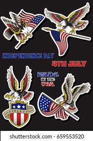 Vector America Eagle USA flag Independence Day Set