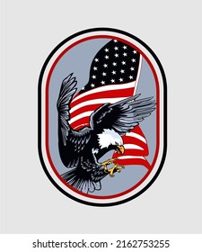 vector of american bald eagle with united states flag