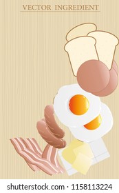 vector american breakfast on light wood background