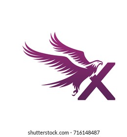 Vector American Eagle Fly Letter X Logo Concept