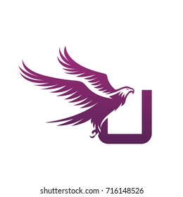 Vector American Eagle Fly Letter U Logo Concept