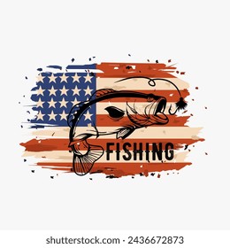 vector of american fishing in grunge and vintage style perfect for print, apparel, etc