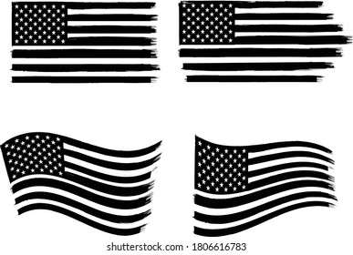 Vector of the American Flag - 4 sets