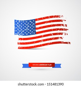 Vector American Flag - Dirty, Grunge, Isolated on White Background