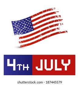 Vector American Flag - Dirty, Grunge - 4th July Symbol