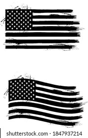 Usa American Grunge Flag Set Black Stock Vector (Royalty Free) 561177559