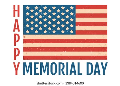 Vector American flag foe memory day. Vintage flag og USA for memory day