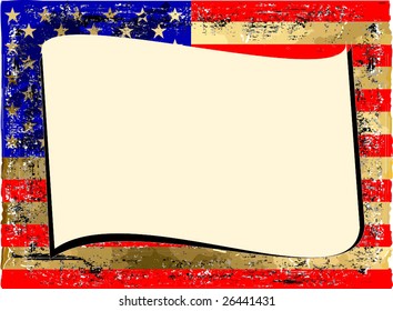 Vector American Flag Grunge. Entire flag is available under the copyspace banner.