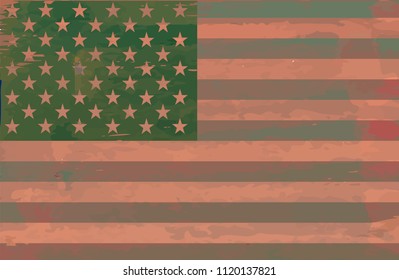 Vector American Flag.USA flag in grunge style.