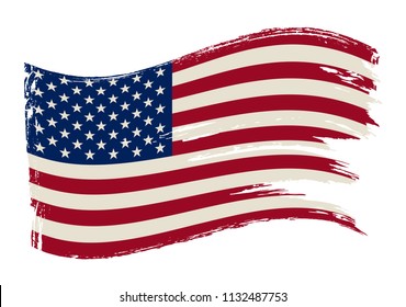 Vector American flag.USA flag in grunge style.