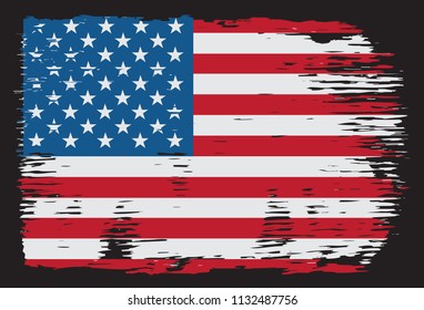 Vector American flag.USA flag in grunge style.