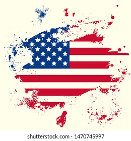 Vector American flag with grunge texture. American symbol of freedom. Background for national American holidays vector poster. Patriot Day, September 11, Independence, Memorial, Flag Day