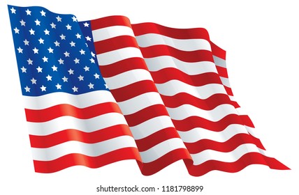 Vector  American flag  isolated on white background.