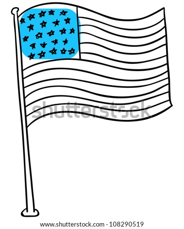 Vector American flag is isolated on a white background