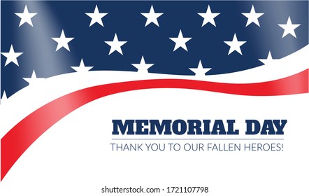 vector of the American flag for the Memorial Day; Happy Memorial Day greeting card. Vector illustration. Creative Patriotic American Flag