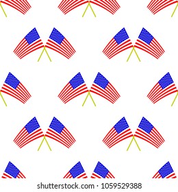 Vector American Flag Seamless Pattern Isolated on White Background