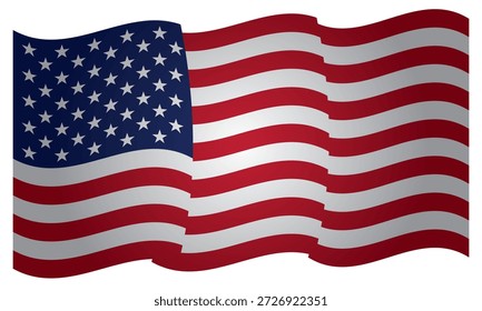 Amerikanische Flagge. USA Waving Banner, EPS. Flying United States of America Flaggen auf weißem Hintergrund
