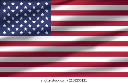 Vector American Flag Waving Realistic Flowing Flags