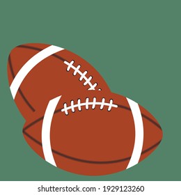 vector of american football ball. flat image of a brown leather oval ball. american football ball