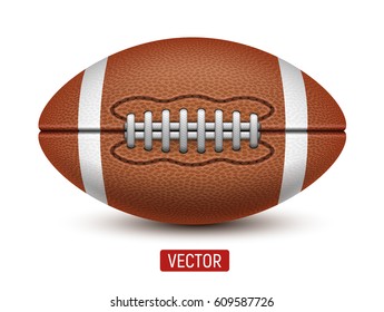 Vector American Football ball on a white background. Realistic illustration. Rugby sport.