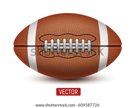 Vector American Football ball on a white background. Realistic illustration. Rugby sport.