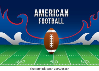 Vector of American football design with field background.
