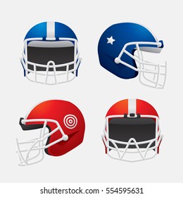 Vector of American football  helmet in different view isolated on white background.