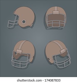 Vector American football helmets retro color style, 