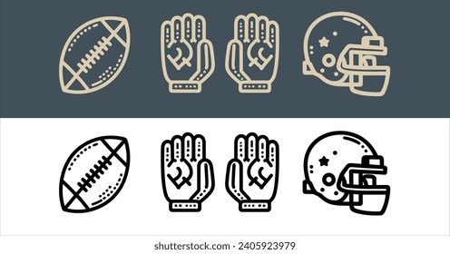 Vector American football icon set line art illustration