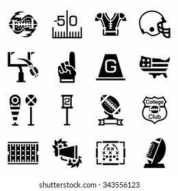 Vector American football icon set on white background