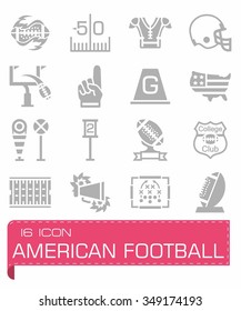 Vector American football icon set on grey background