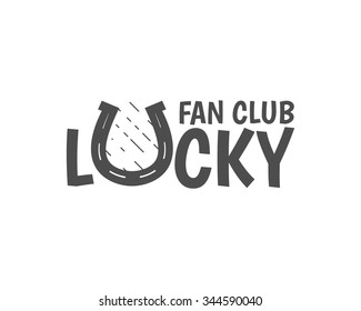 Vector American football lucky horseshoe fan club label. Unusual sports emblem design. Usa sport logo concept with typography elements, lines. Soccer badge.