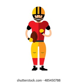 Vector american football player. Flat style colorful Cartoon illustration.