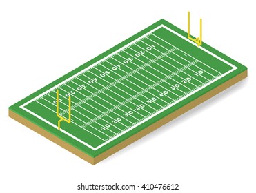 Vector American Football And Rugby Sport Field Isometric.