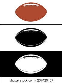 Vector American Football Set in Color, Black and Reverse