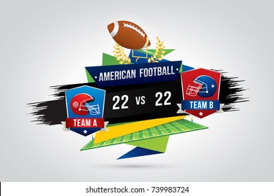 Vector of American football  with team competition and scoreboard.