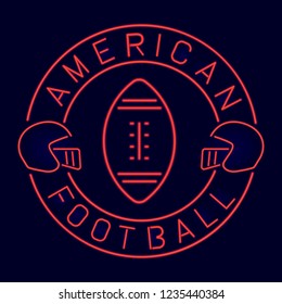 Vector american football text design with neon style isolated on dark background.