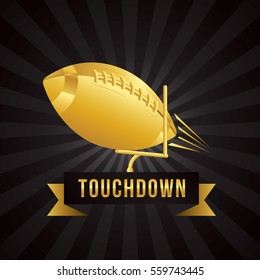 Vector Of American Football Touchdown With Gold Theme Template.