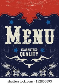 Vector american grill - steak - restaurant menu design - western style