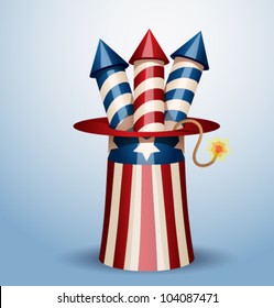 Vector american hat with firework