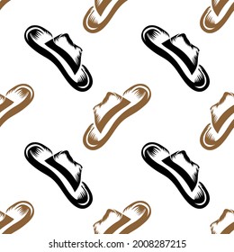 Vector American Hat Icon Isolated on White Background. Seamless Pattern.