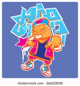 vector american hip hop rapper pop art illustration