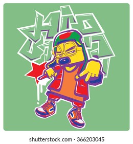 vector american hip hop rapper pop art illustration