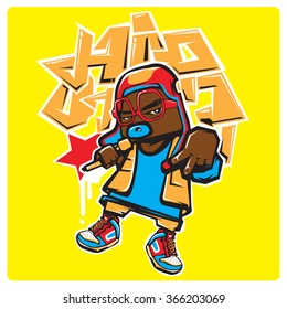 vector american hip hop rapper pop art illustration