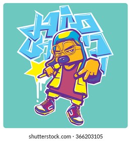 vector american hip hop rapper pop art illustration